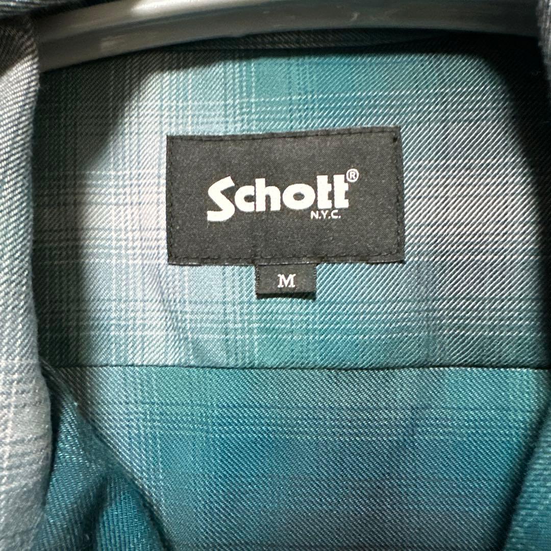 schott レーヨン　オンブレチェックシャツ　M