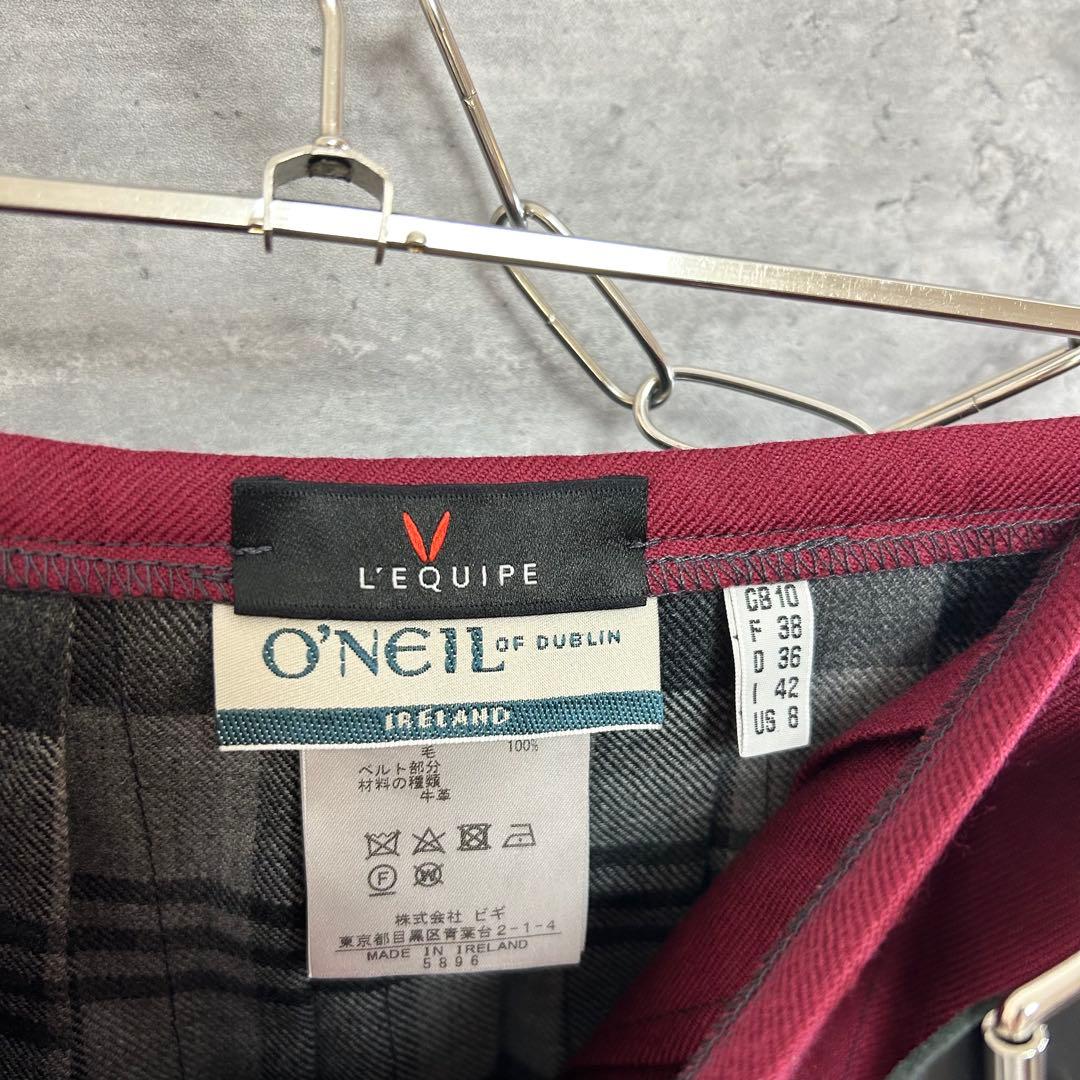 美品　オニールオブダブリン レキップ別注 ラップスカート チェック プリーツ