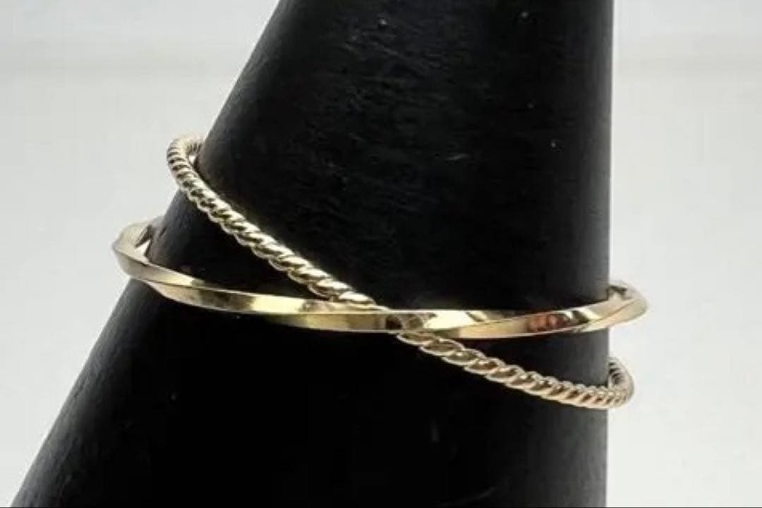 k18刻印有りゴールドバングルリングセット 2個