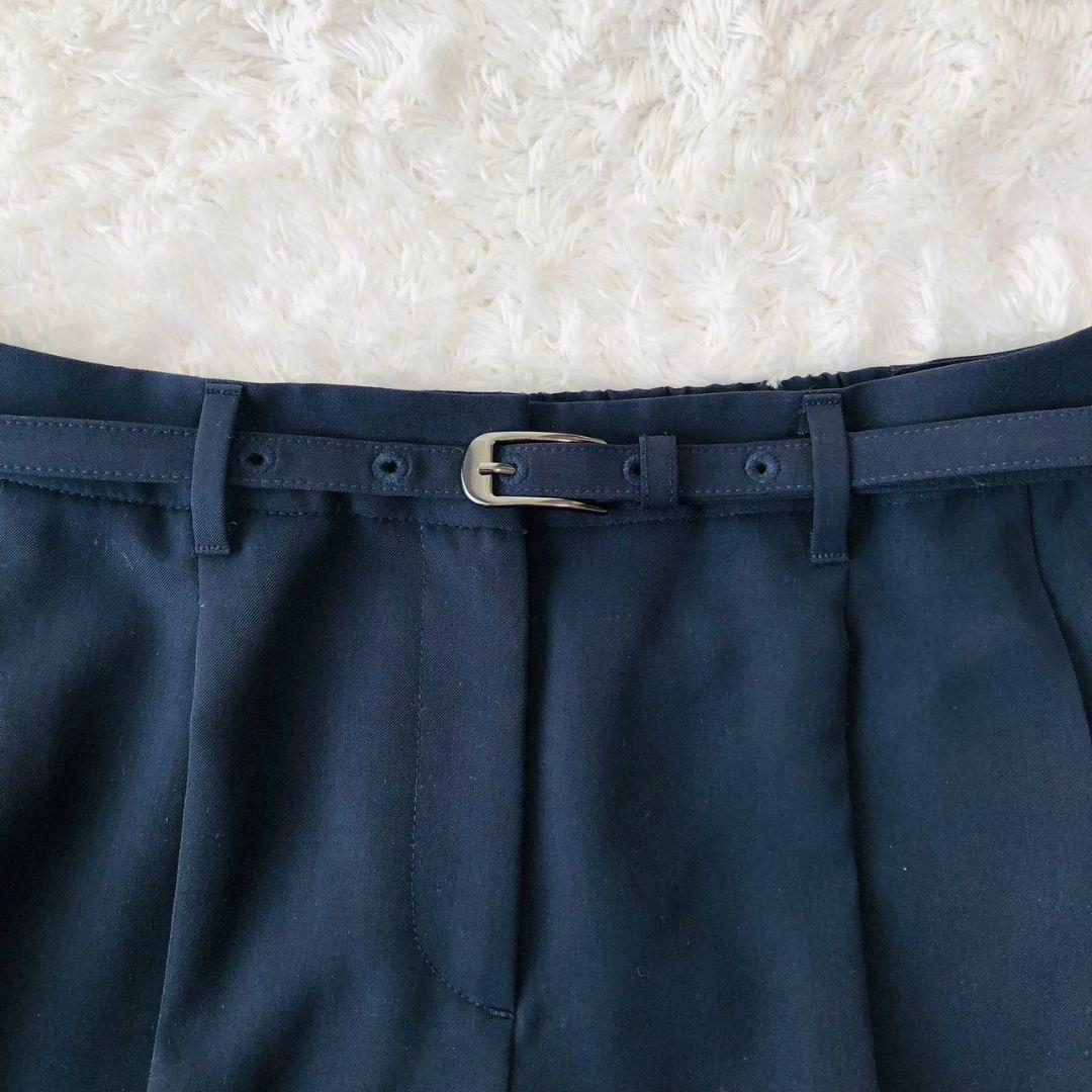 プラステ セットアップ ジャケット ノーカラー パンツ ベルト 紺 ゴム M L