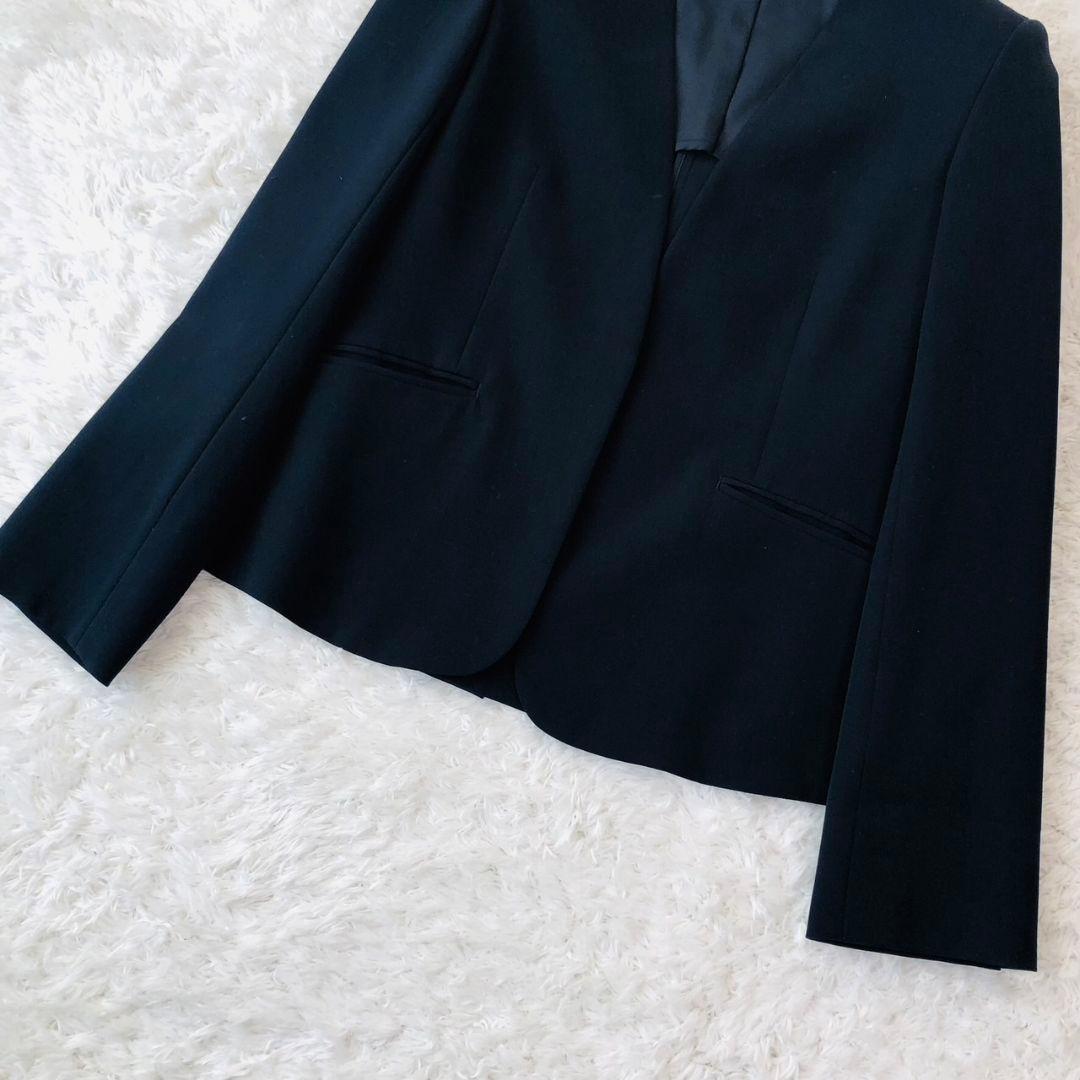 プラステ セットアップ ジャケット ノーカラー パンツ ベルト 紺 ゴム M L