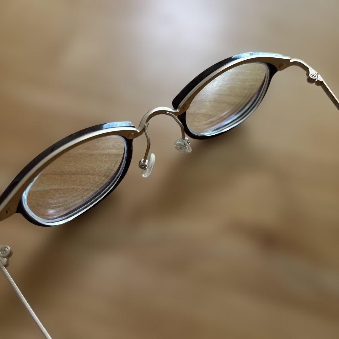 AKITTO bin3 ブラウン ラウンドメガネ 専用ケース付き