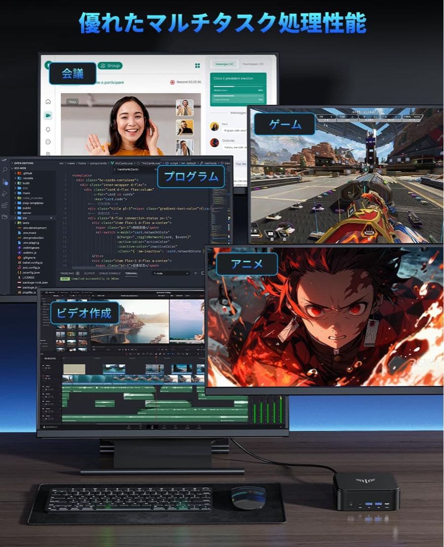Ryzen 7ミニPC＋キーボード＆マウス＆モニターセット
