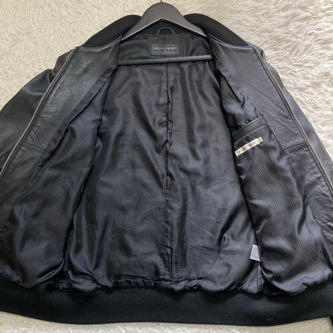 ハウスオブブルース MA-1 レザージャケット L 羊革 ブラック ライダース