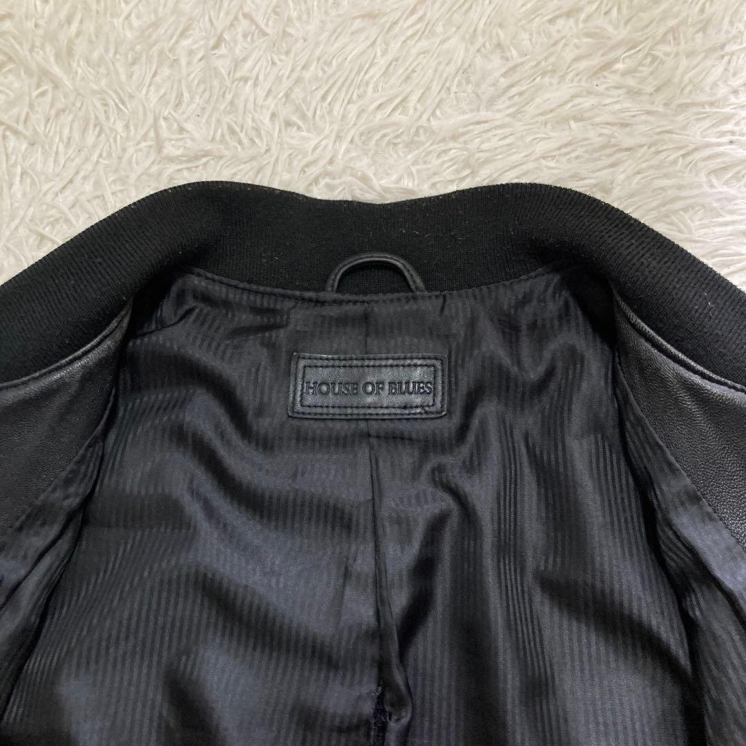 ハウスオブブルース MA-1 レザージャケット L 羊革 ブラック ライダース