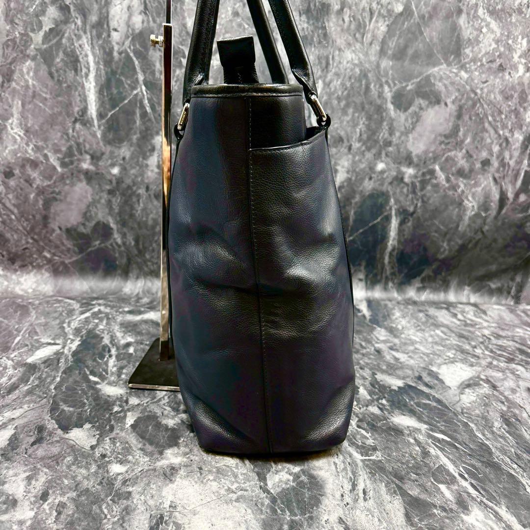 COACH メトロポリタン レザートートバッグ 2way ネイビー×ブラック