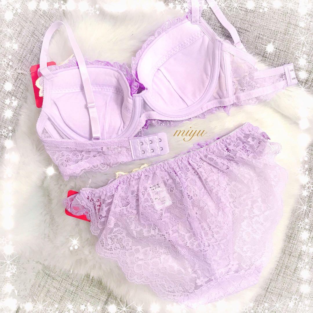 ラベンダーD80、フルバックL♡追加ガーターL✨ブルーミングフラワーシリーズ♥️