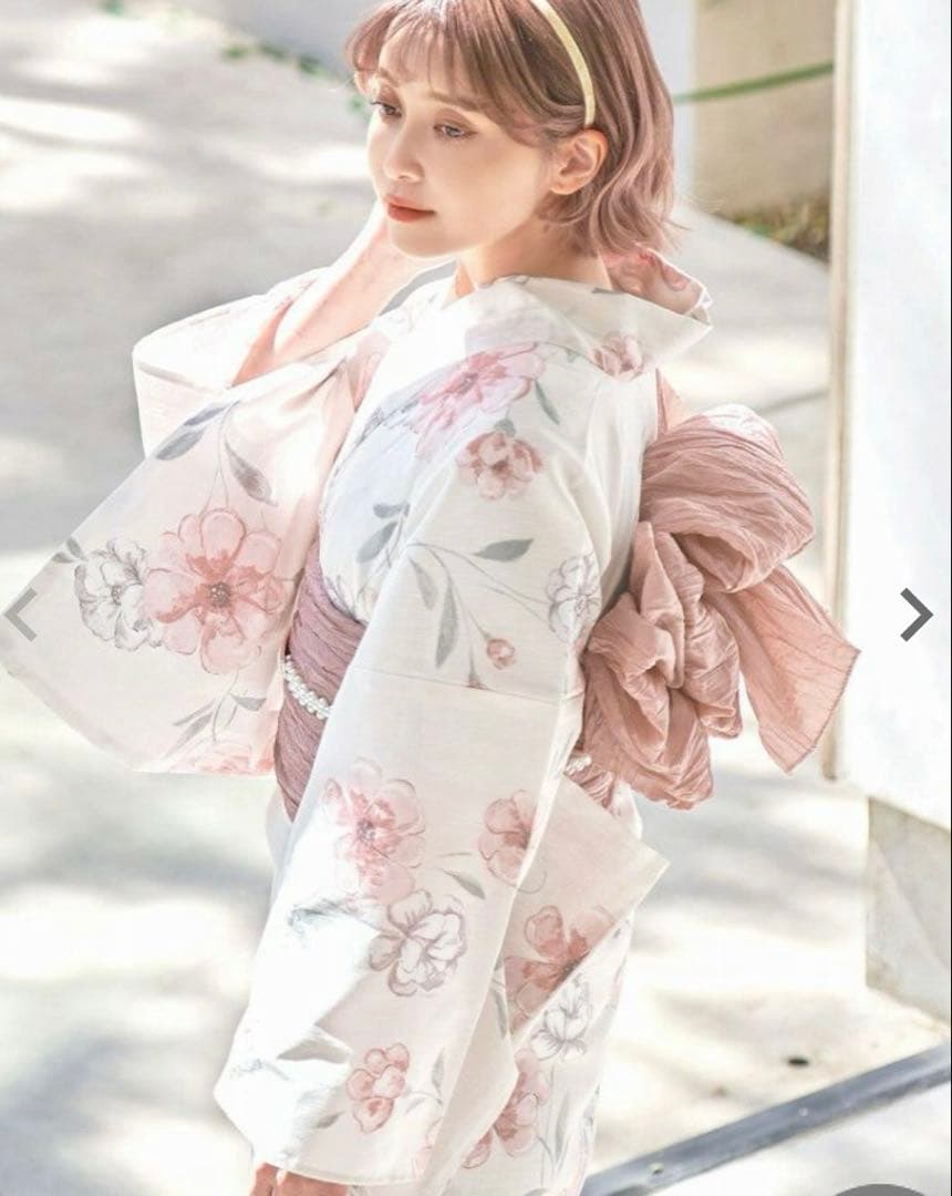 桜梅桃李 dita 浴衣5点セット/帯留め/髪飾り