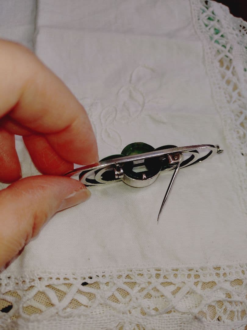 翡翠 ネックレストップ＆ブローチ ２ウェイ シルバー925