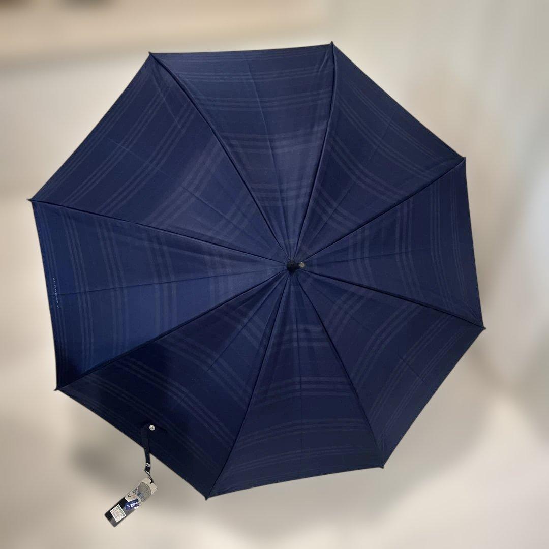 【budenarockさま未使用品】BURBERRY チェック柄 長傘 ネイビー