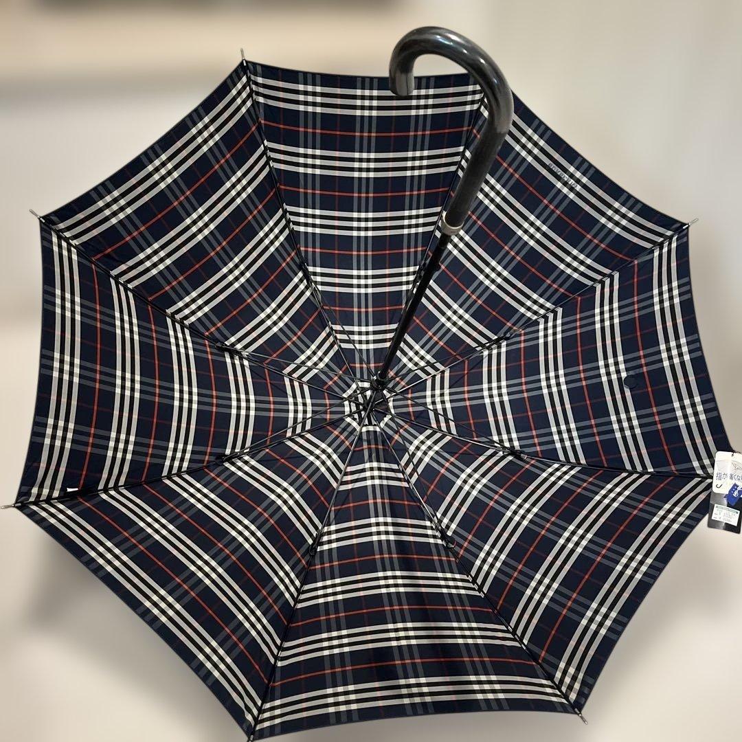 【budenarockさま未使用品】BURBERRY チェック柄 長傘 ネイビー