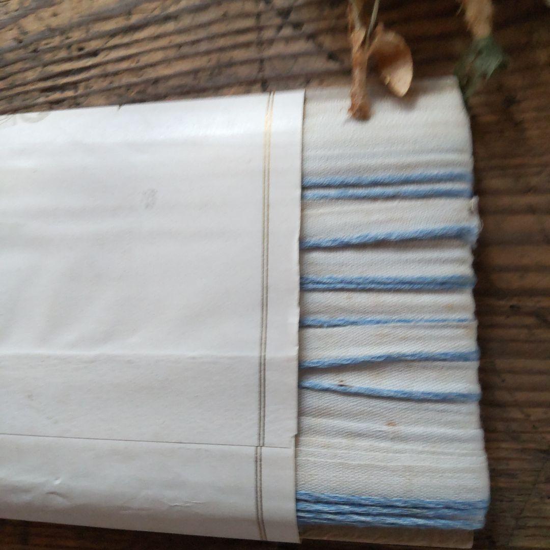 フランスアンティーク　リボン　 アンティークレース　ブルーライン