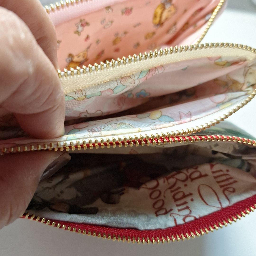 可愛い女の子パネル生地　ハンドメイド　フラットポーチ