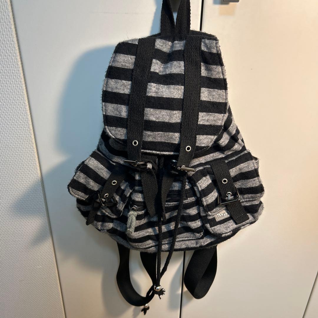 バッグ TENSEDANCE Wool stripe backpack_black