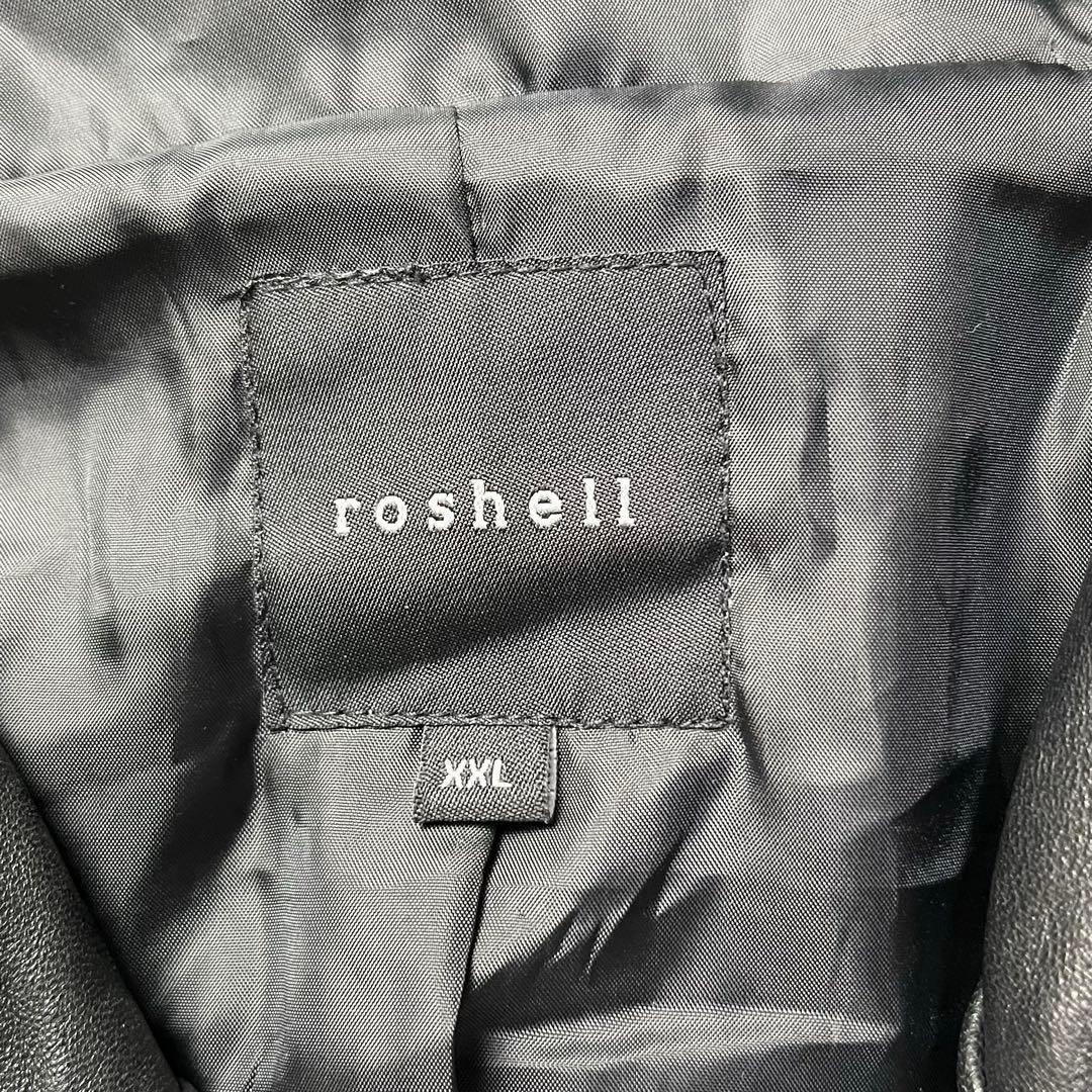 【大きいサイズ】roshell フード レザージャケット XXL 本革 ブラック