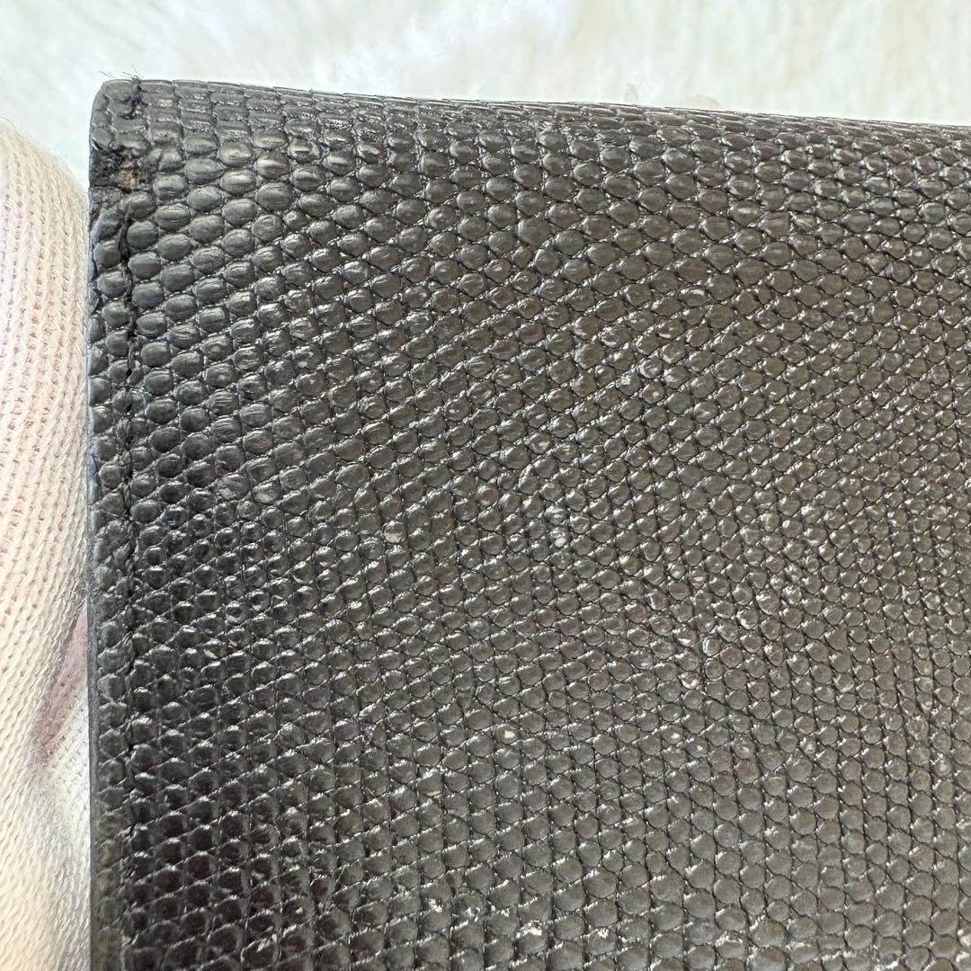 Camille Fournet 良品✨リザード レザー 長財布 二つ折り財布 黒
