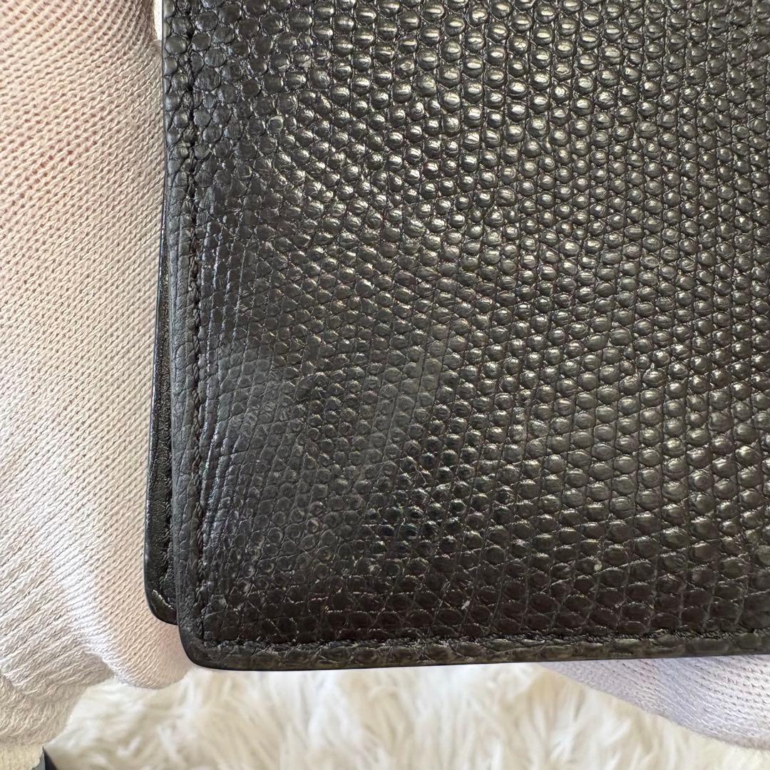 Camille Fournet 良品✨リザード レザー 長財布 二つ折り財布 黒