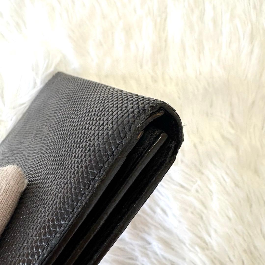 Camille Fournet 良品✨リザード レザー 長財布 二つ折り財布 黒