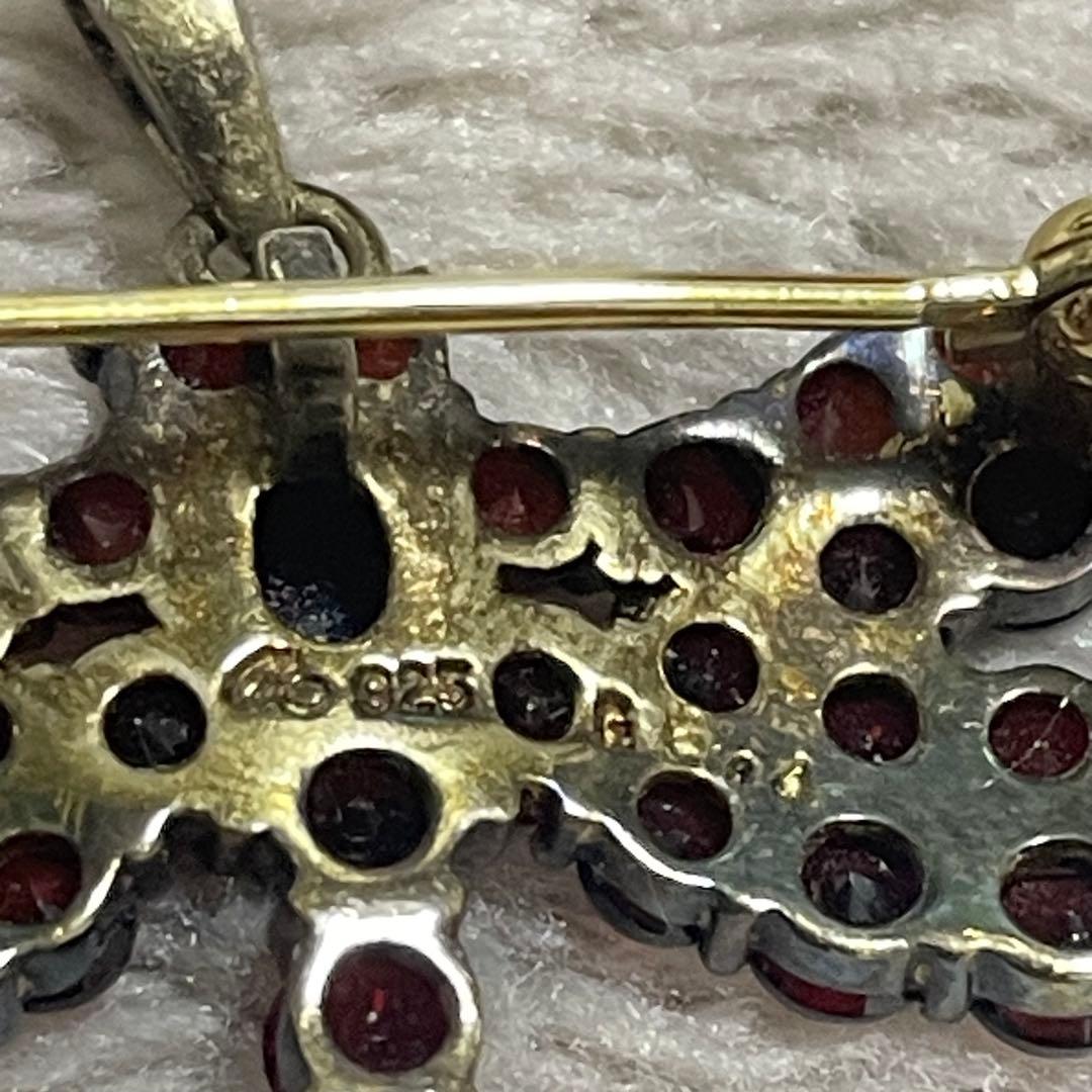 碌山 ROKUZAN ロクザン ガーネット 925トンボ ブローチ　トップ