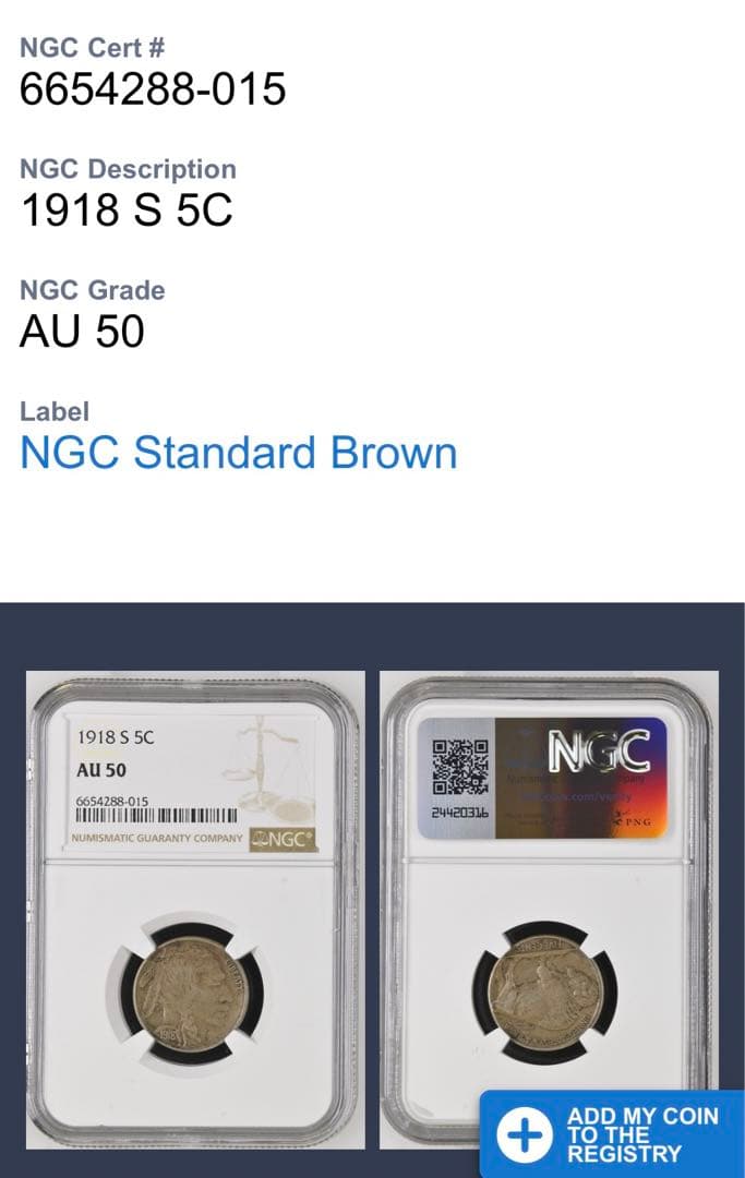 Akira_11111様　　A101 アメリカ　1918年S 5セント