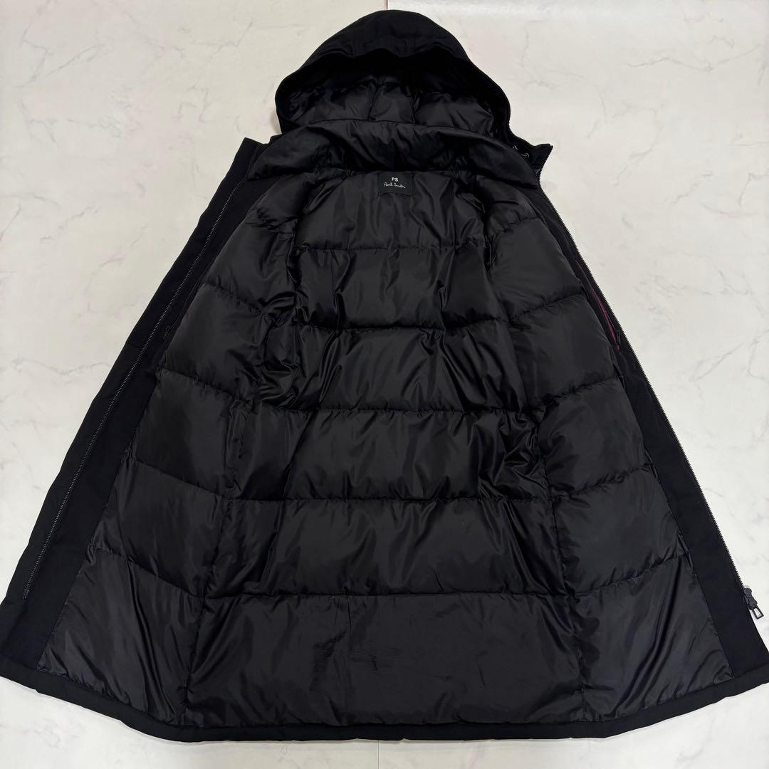 未使用級 ピーエスポールスミス ウール切替 ダウンコート ダウンジャケット 黒