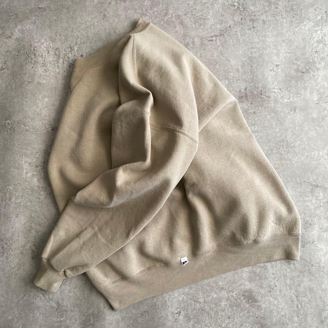 レアカラー神サイズ90sラッセル無地スウェットUSA製XLサンドベージュ