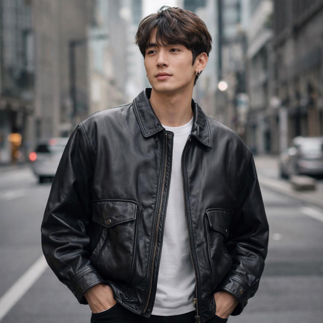 稀少✨ 90s　WORLDWIDE STUDIO　本革 レザー ジャケット A2