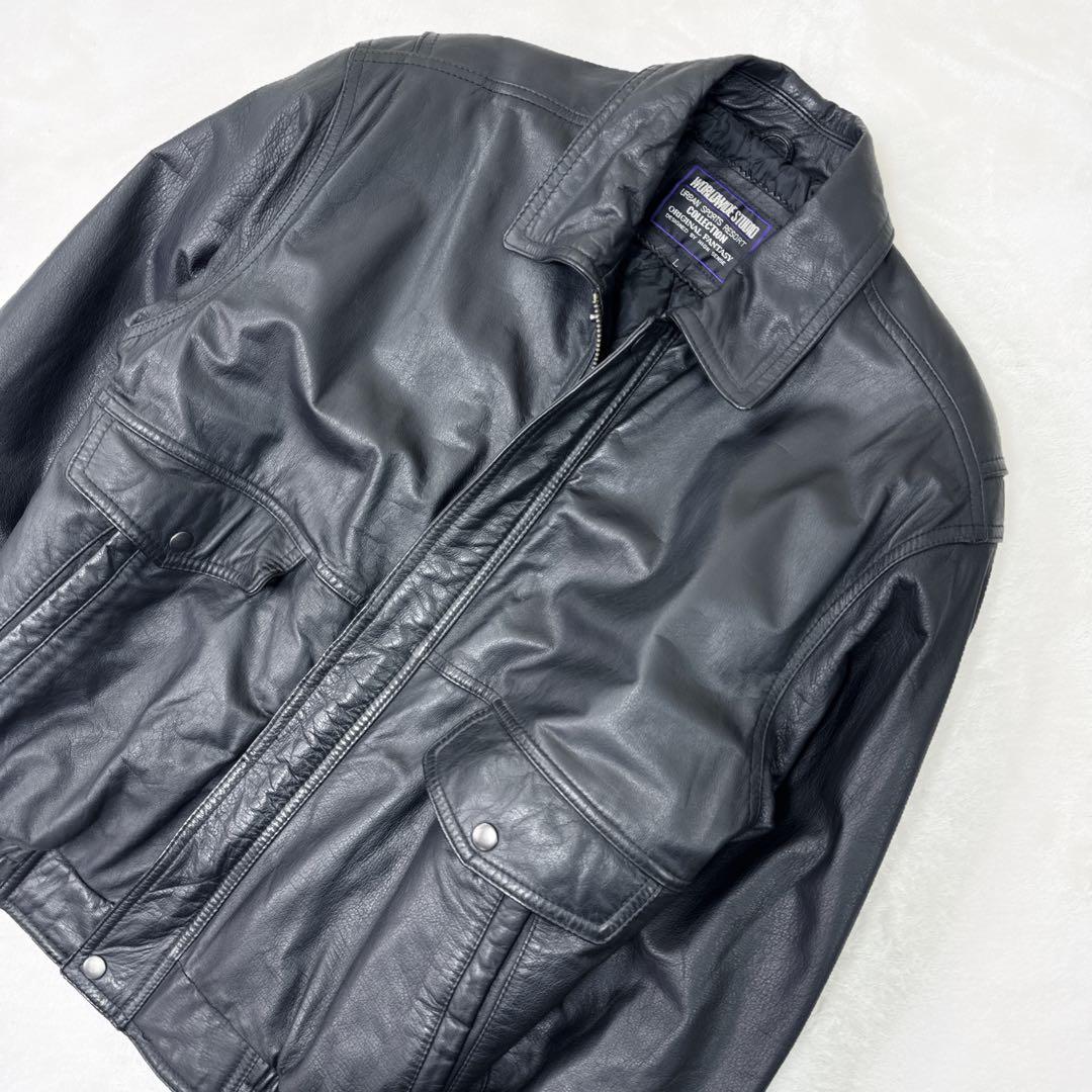 稀少✨ 90s　WORLDWIDE STUDIO　本革 レザー ジャケット A2
