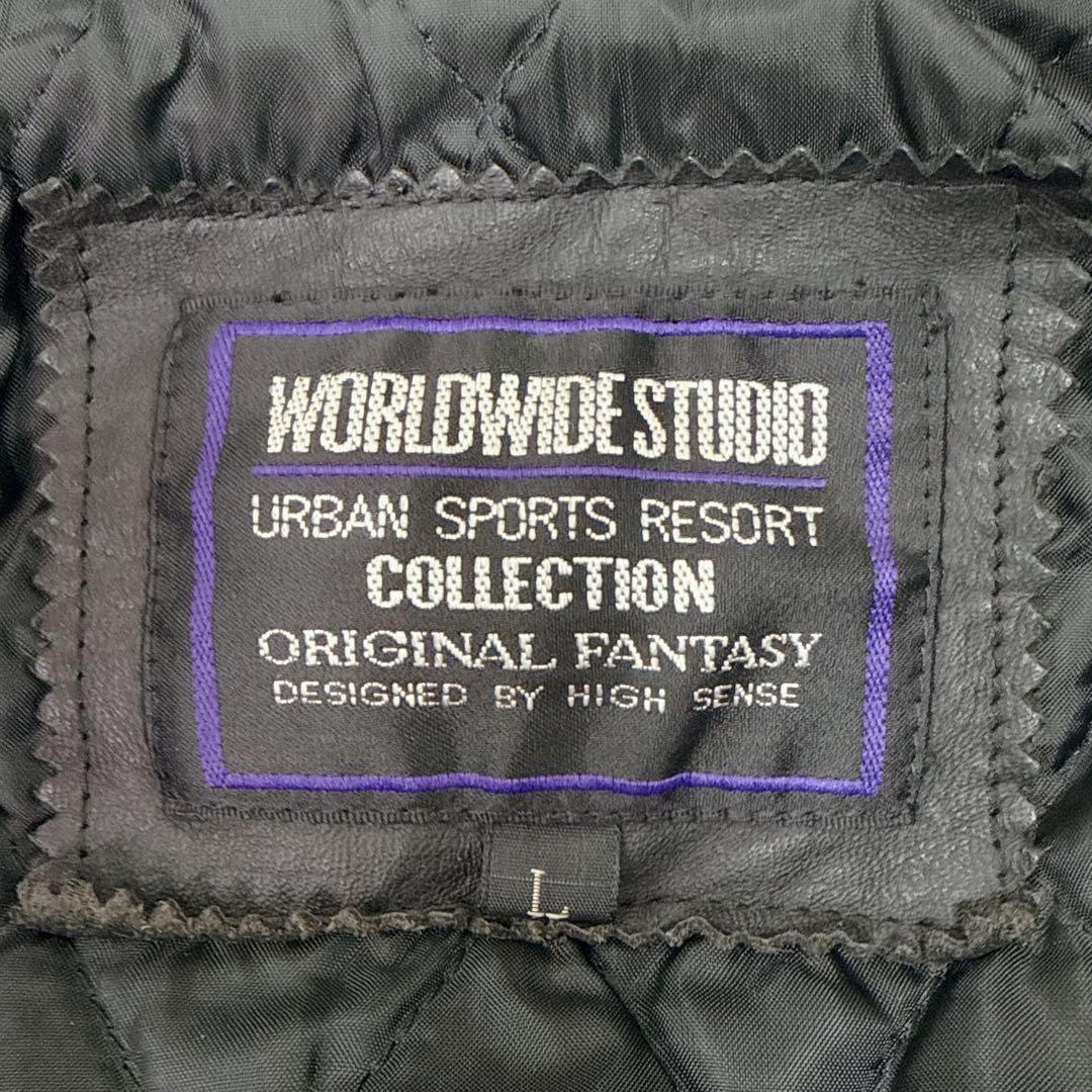 稀少✨ 90s　WORLDWIDE STUDIO　本革 レザー ジャケット A2