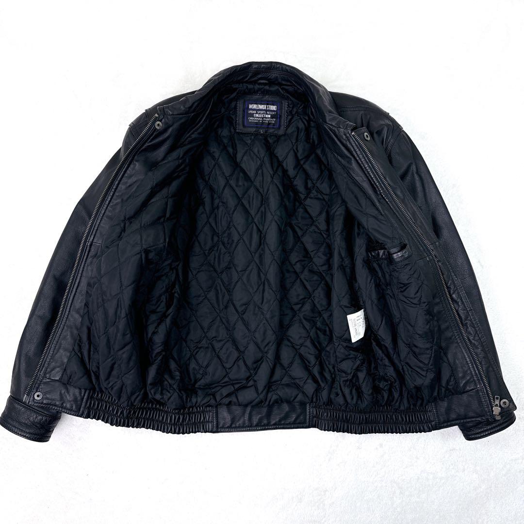 稀少✨ 90s　WORLDWIDE STUDIO　本革 レザー ジャケット A2