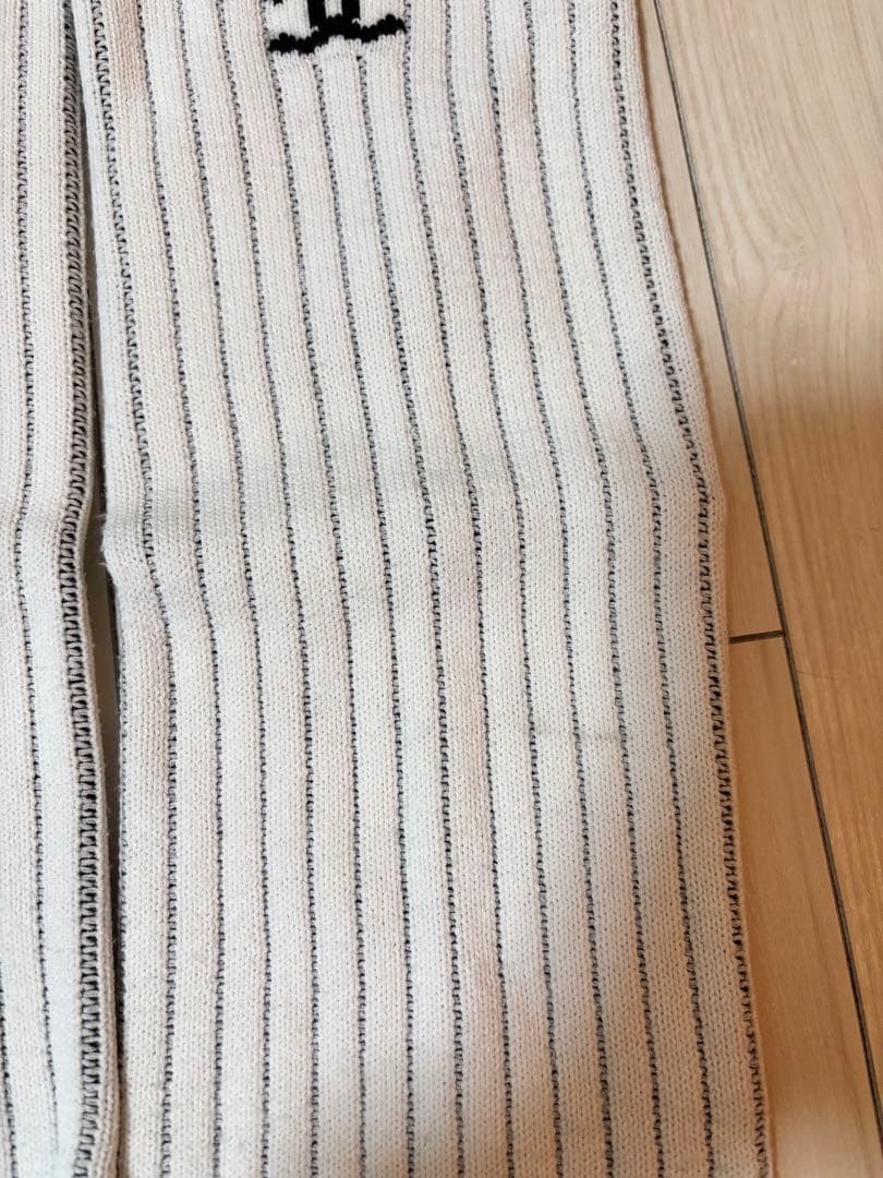 CHANEL ストライプ レッグウォーマー ホワイト