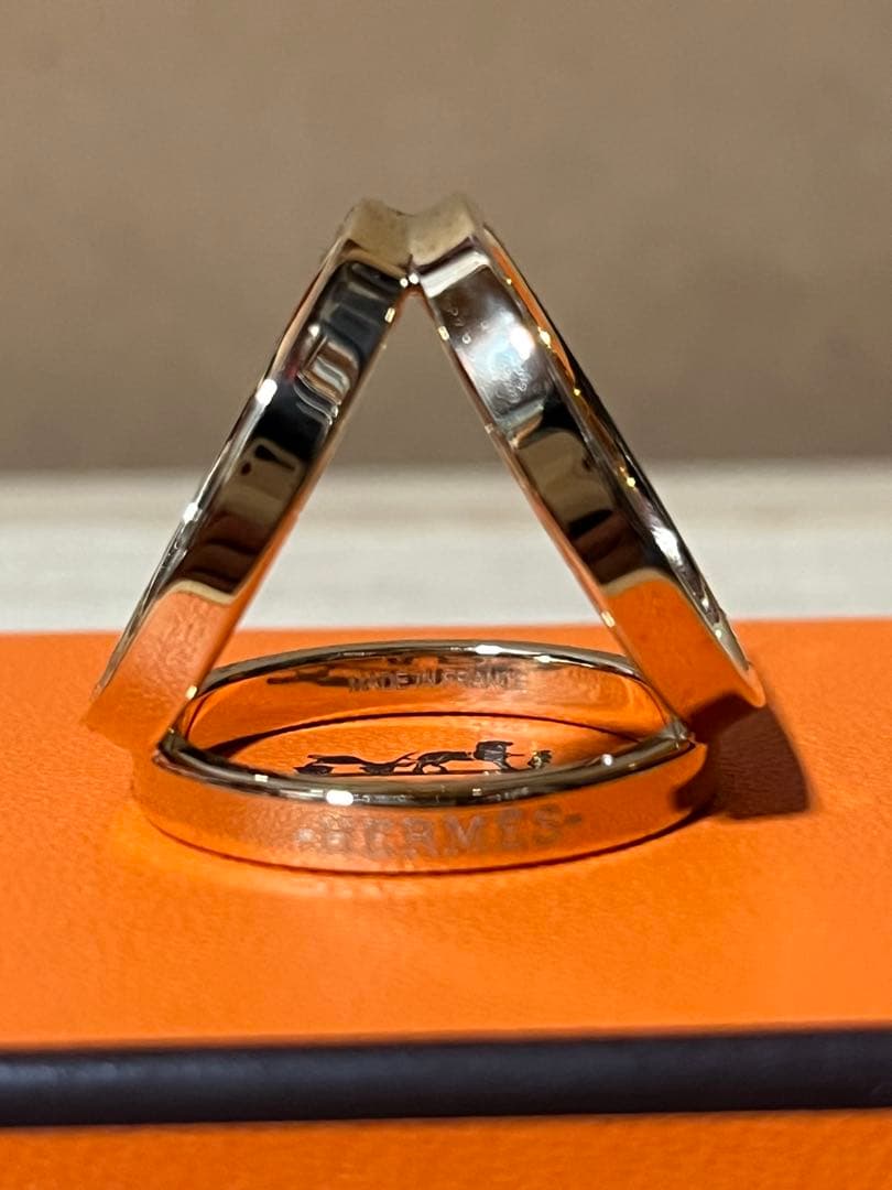 エルメス TRIO スカーフリング ゴールド 正規品 極美品 箱 証明書付セット