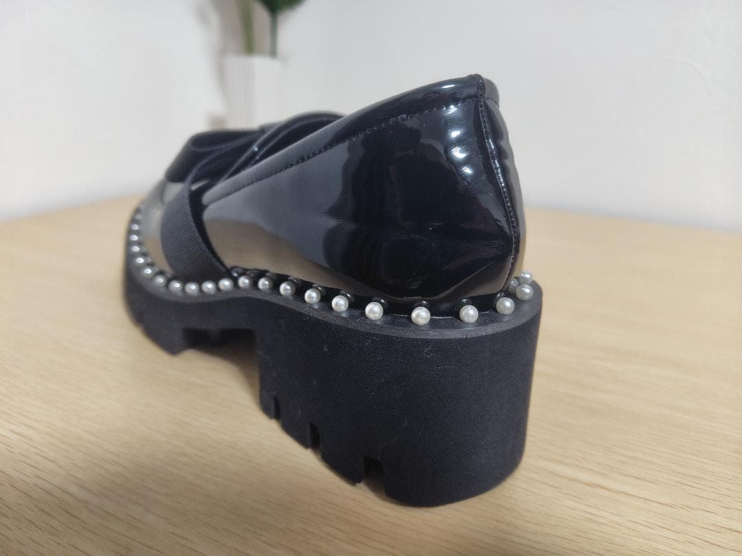 アキロン×ドノバン 厚底パールローファー 黒M Akiron × Donoban