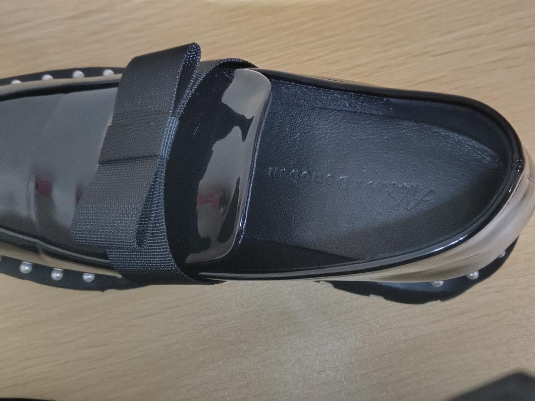 アキロン×ドノバン 厚底パールローファー 黒M Akiron × Donoban