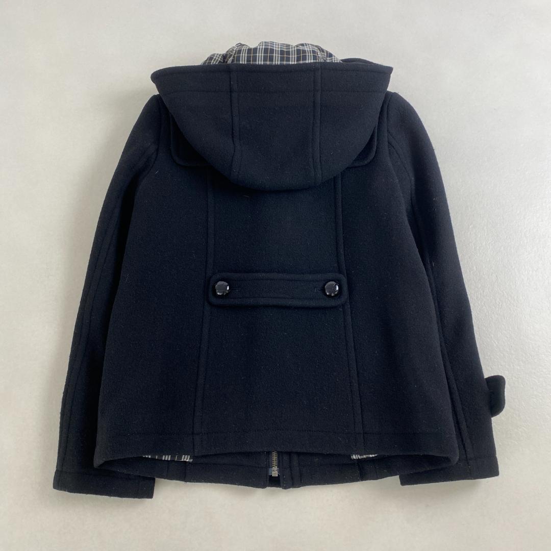 美品　バーバリーブルーレーベル　ダッフルコート　ノバチェック　ウール　ブラック