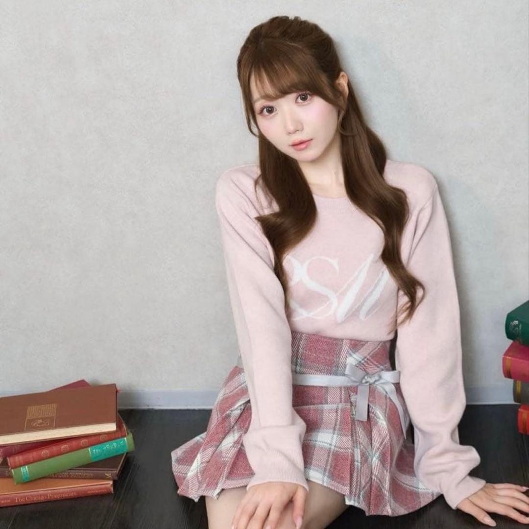 RoseMuse Logo jaquard knit ピンク