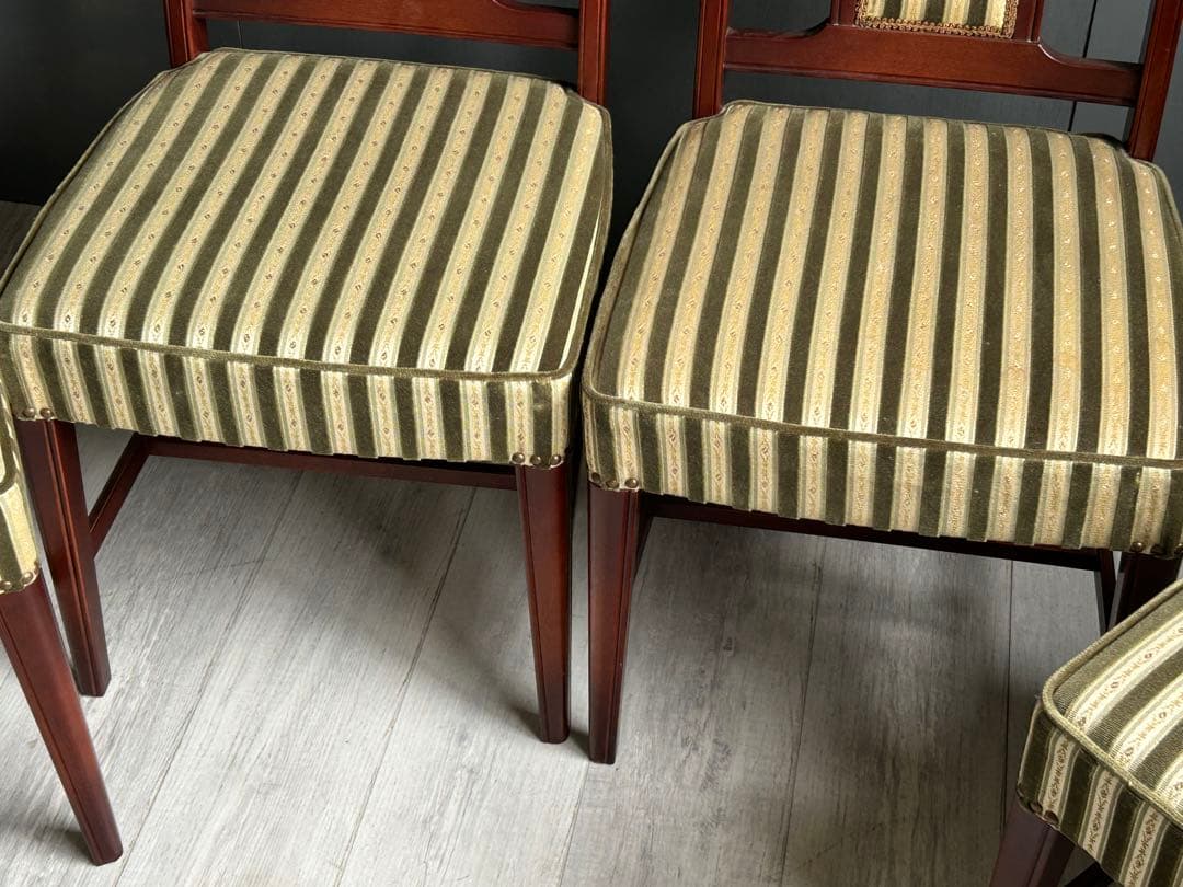 クラシック　ヨーロピアン　ヨーロッパ　クラシカル　鋲打　チェア　4脚セット Gn