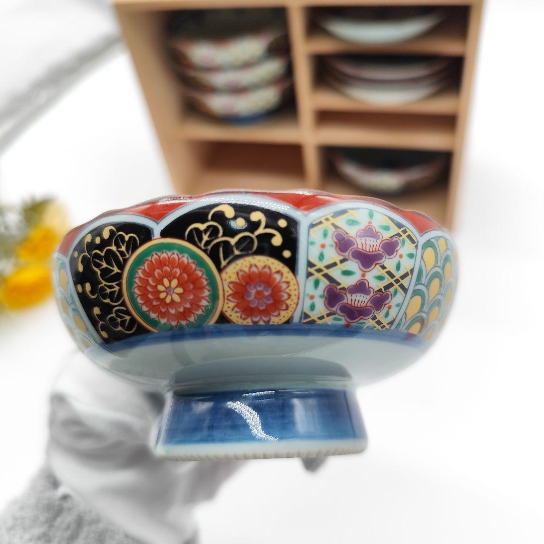 有田焼 聖山窯　丸紋 古伊万里 高台小鉢　小皿 10客 金彩 赤絵