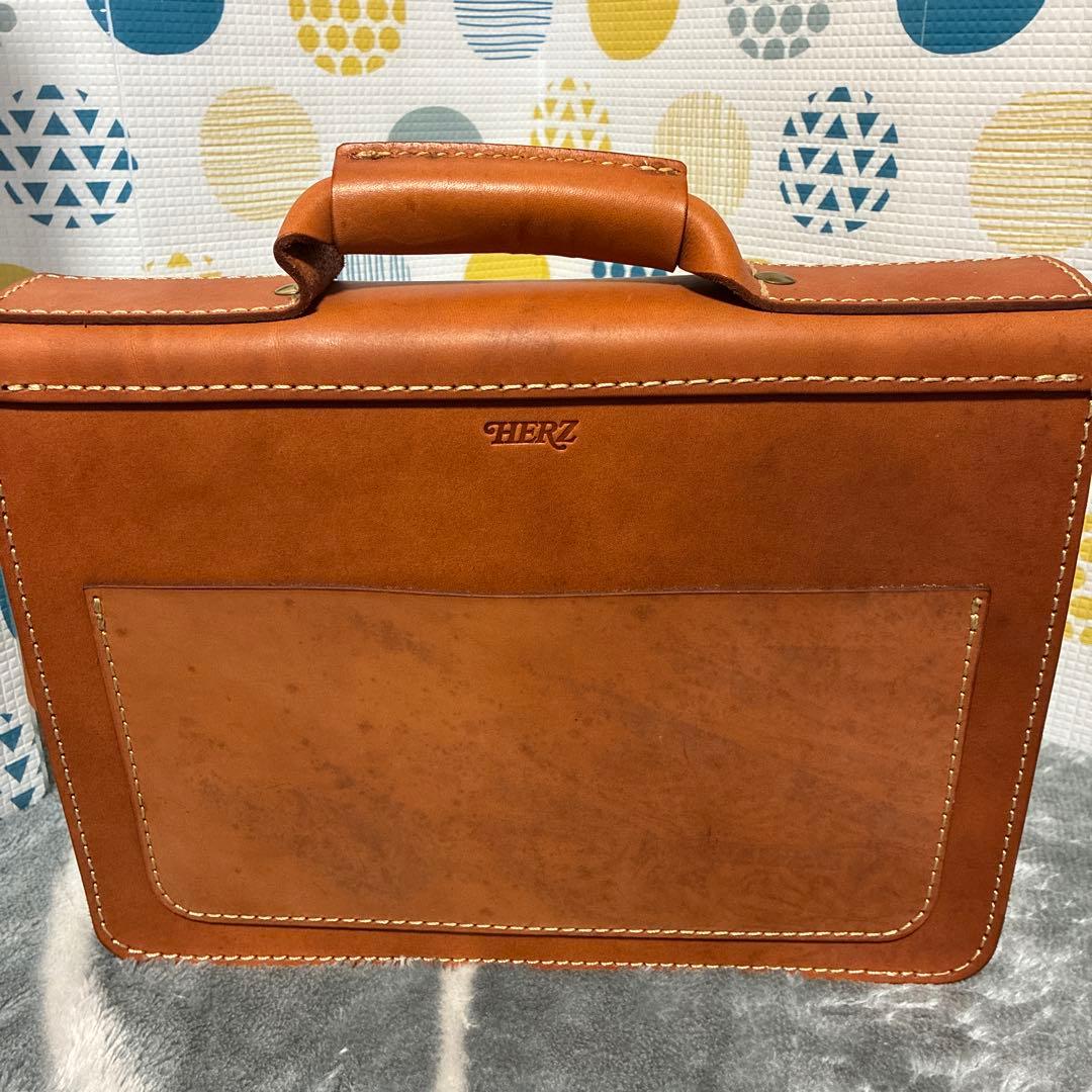 Herz 総かぶせ　横型　2way ビジネスバッグ　Lサイズ　革