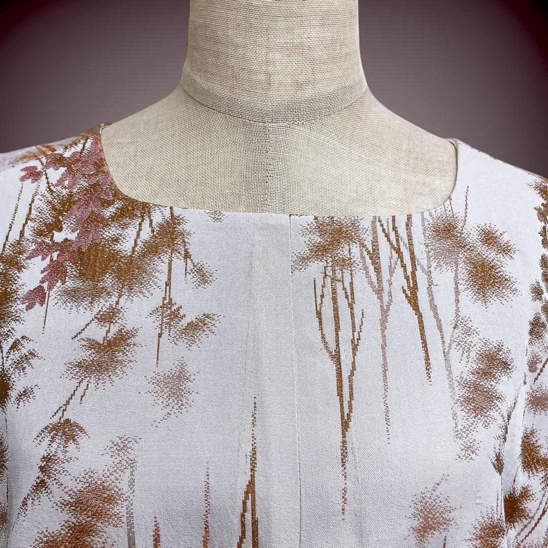 着丈140cm ラメ刺繍 マキシワンピース 着物リメイク J70413