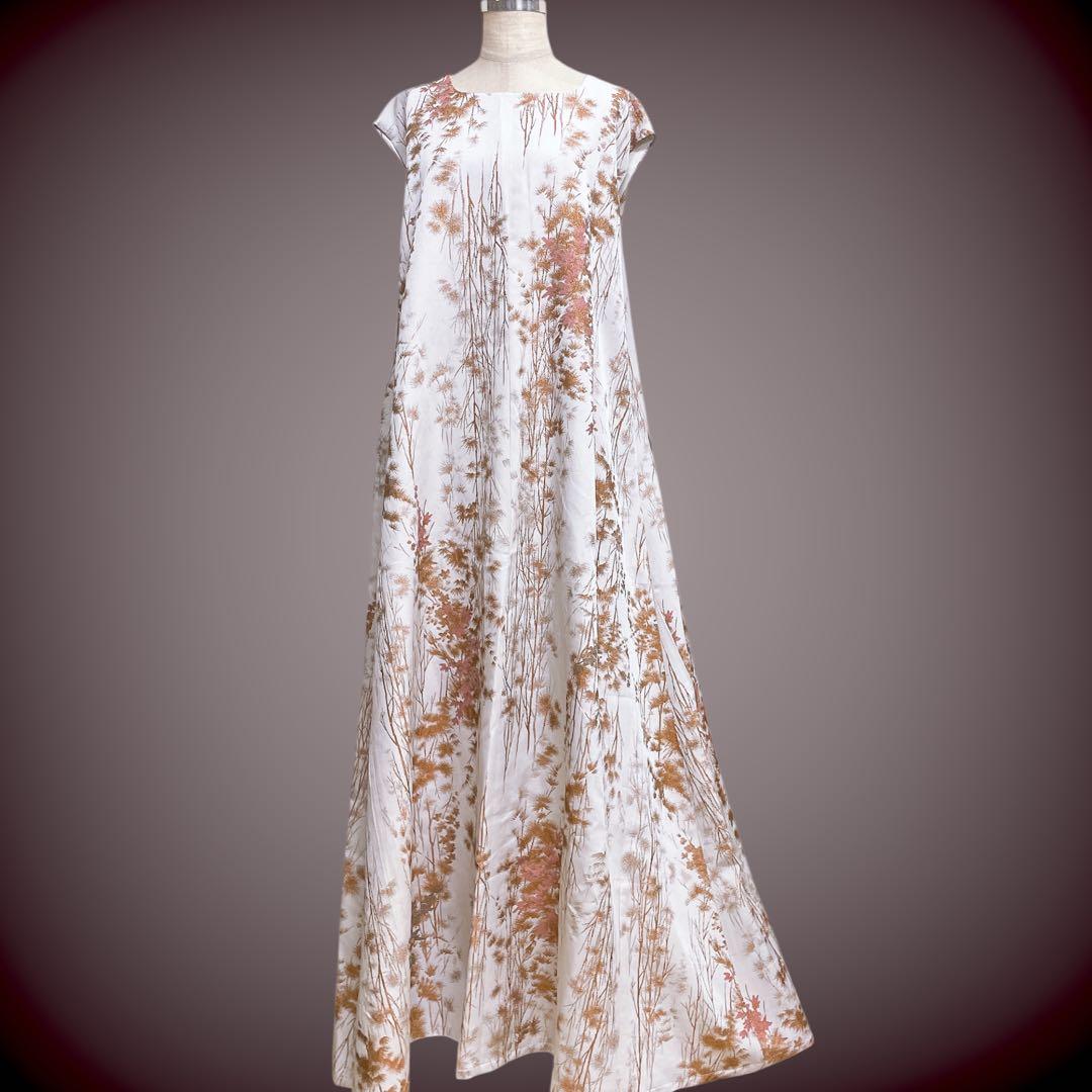 着丈140cm ラメ刺繍 マキシワンピース 着物リメイク J70413