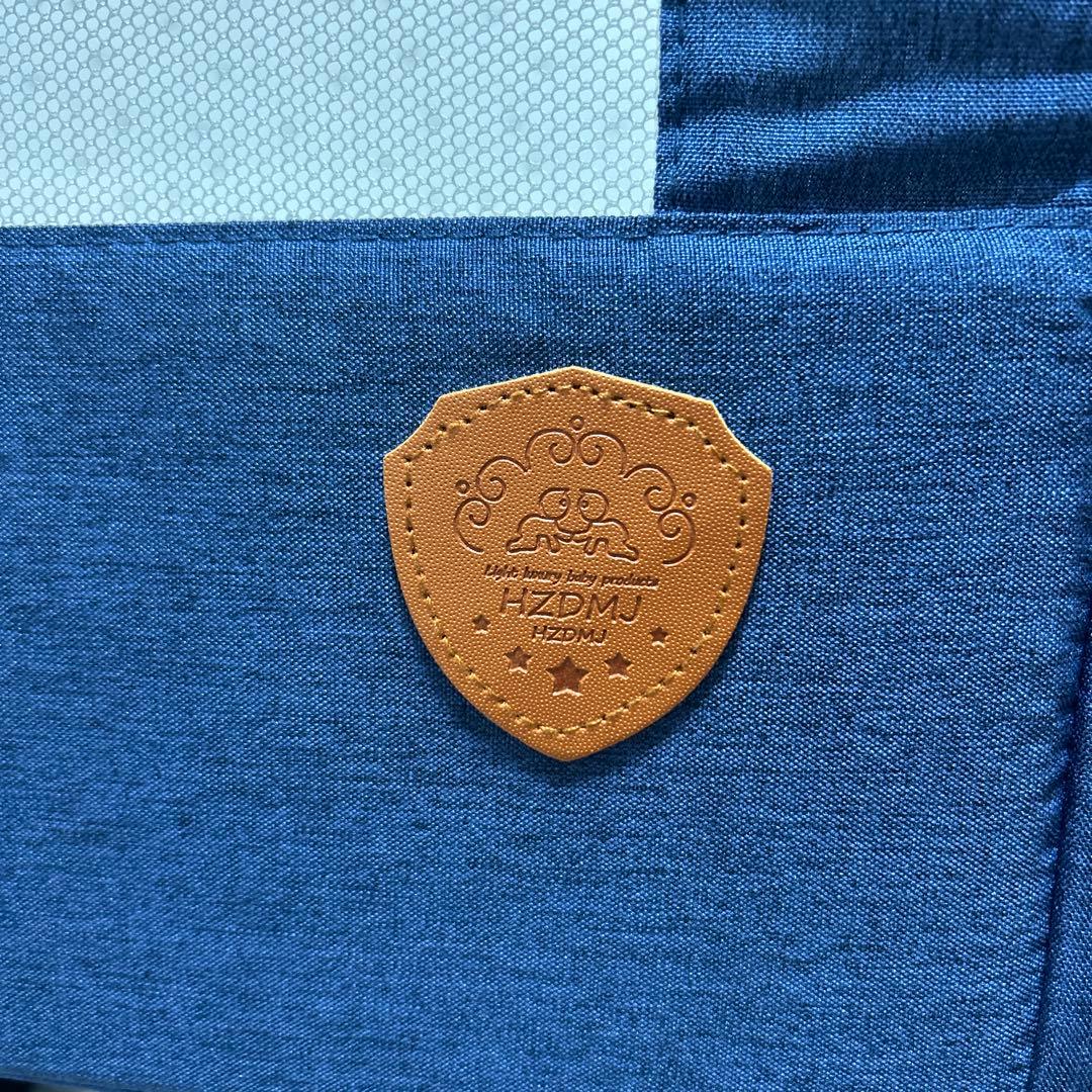 【美品】HZDMJ ベビーベッド 折りたたみ　ネイビー コンパクト出産準備