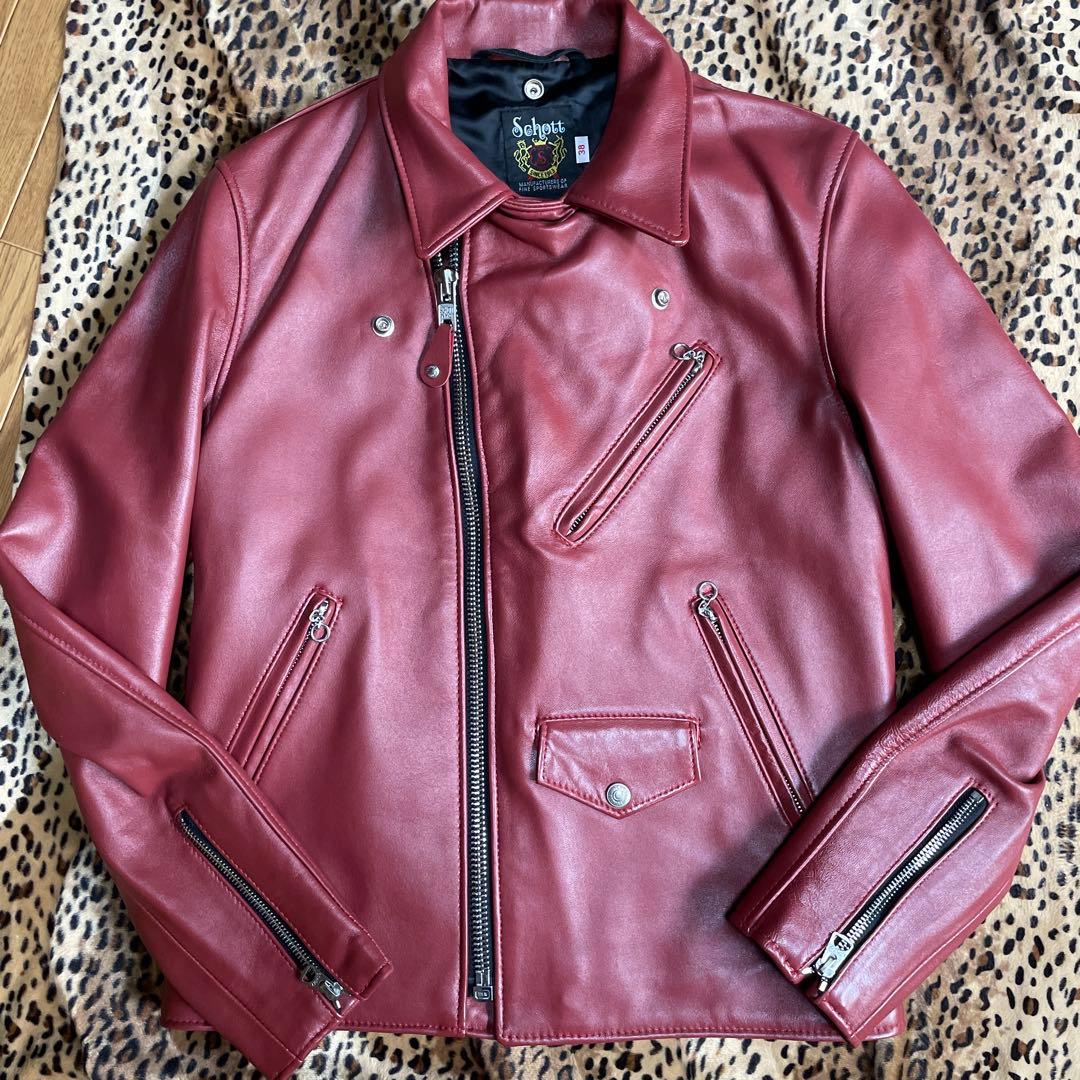 コタくん専用Schott バーガンディ ダブルライダースジャケット 38