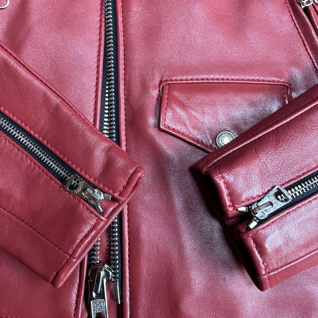 コタくん専用Schott バーガンディ ダブルライダースジャケット 38