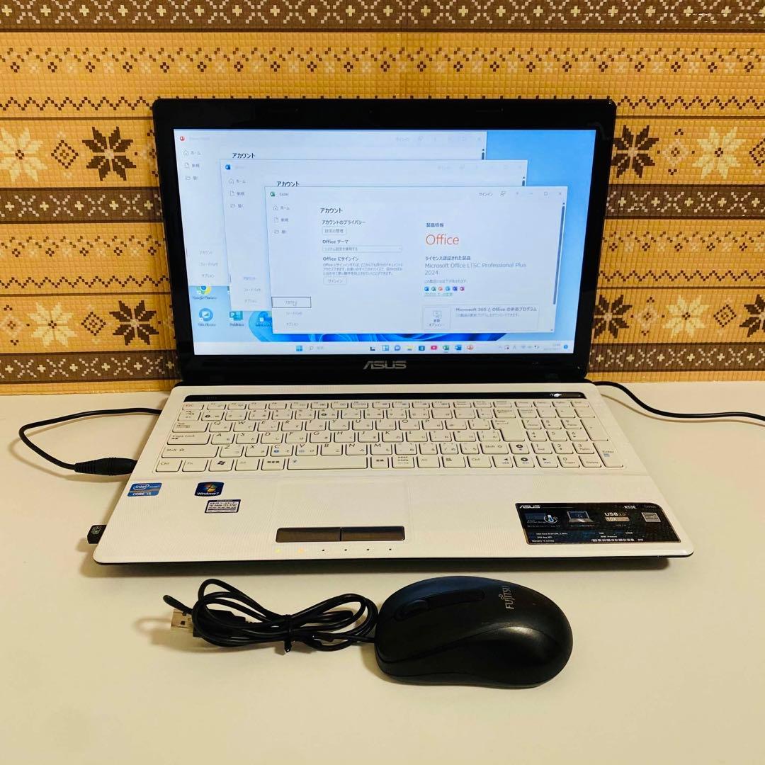 Y874 ASUSノートパソコン i7 SSD高速 Windows11オフィス付