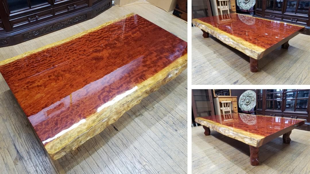 rie　美品！希少　ブビンガ　無垢一枚板　座卓