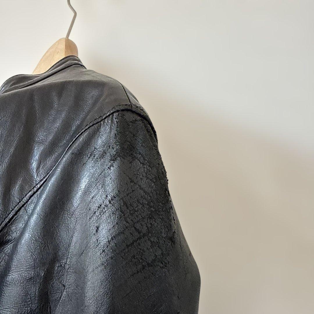 ストラム strum カーフレザー　シングルライダース sサイズ ダメージ有