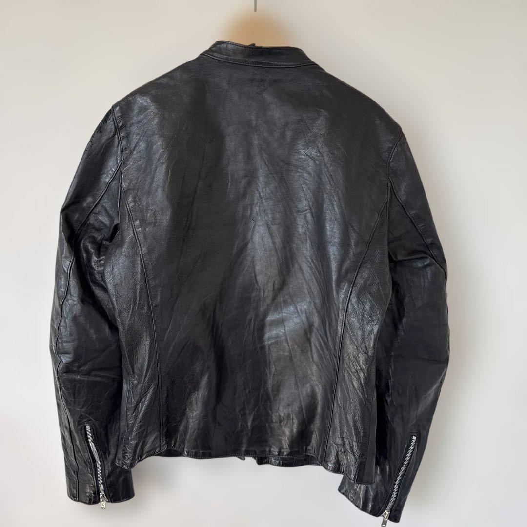 ストラム strum カーフレザー　シングルライダース sサイズ ダメージ有