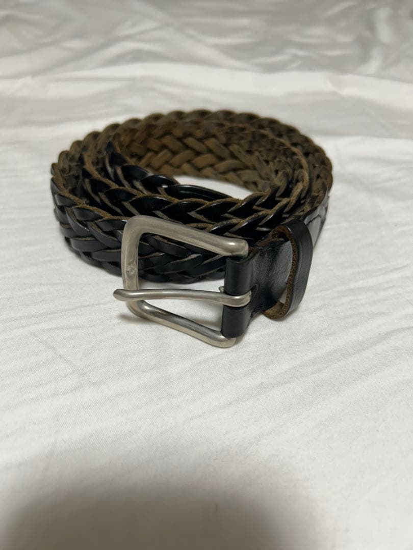 ホワイトハウスコックス レザー 編み込みベルト ブラック