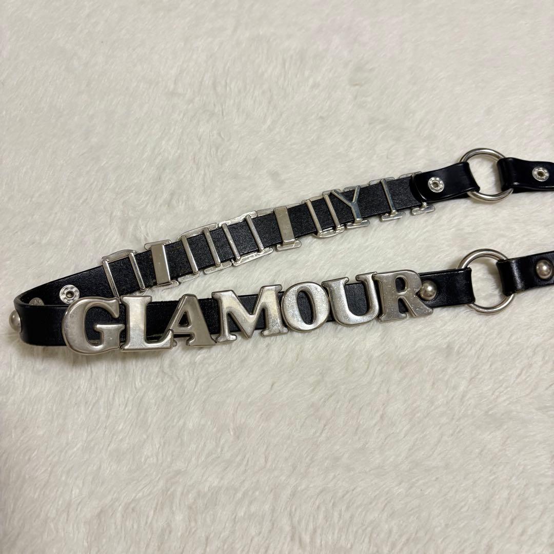 ヒステリックグラマー スタッズ&ロゴ 細レザーベルト 全長102cm